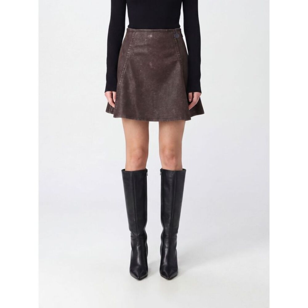 Diesel O-Erina High-Waisted A-Line Polyurethane Mini Skirt With Off-Center Zip - Picture 1 of 3